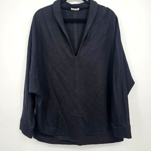 Tomas Maier‎ Italian Viscose Blend V-Neck Pullover Sweater Women’s XL Black